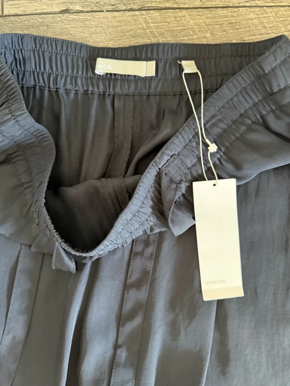 NWT Vince Blue Pants Tie Front Wide Elastic Drawstring Flowy Women’s Size Large